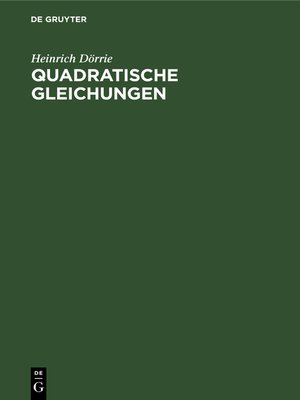 cover image of Quadratische Gleichungen